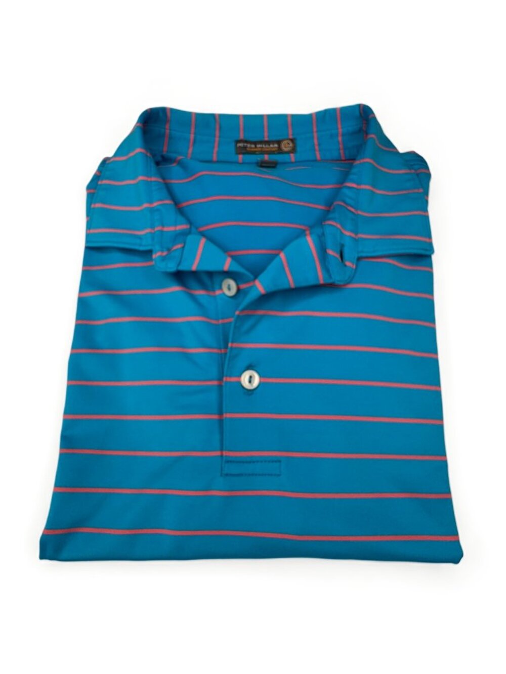 Peter Millar Summer Comfort E4 Polo Golf Performance Polo – Blue Stripe – XL